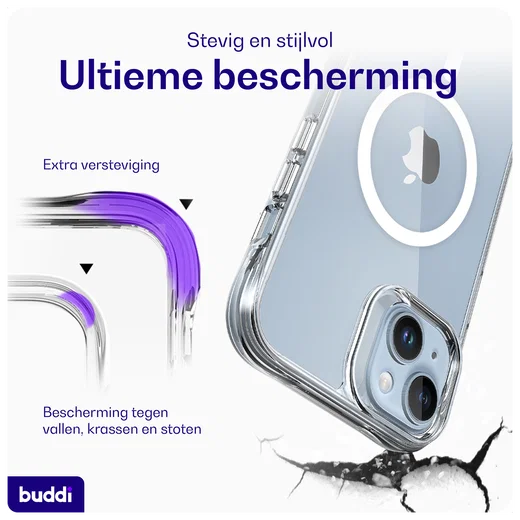 Buddi Core Apple iPhone 14 / 13 Hoesje MagSafe Back Cover Transparant afbeelding 3