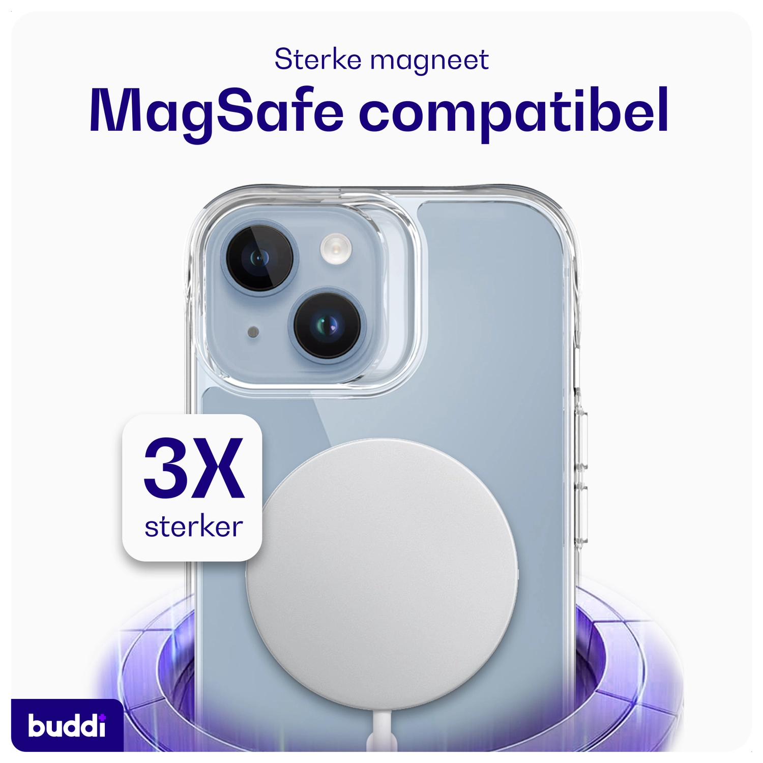 Buddi Core Apple iPhone 14 / 13 Hoesje MagSafe Back Cover Transparant afbeelding 4