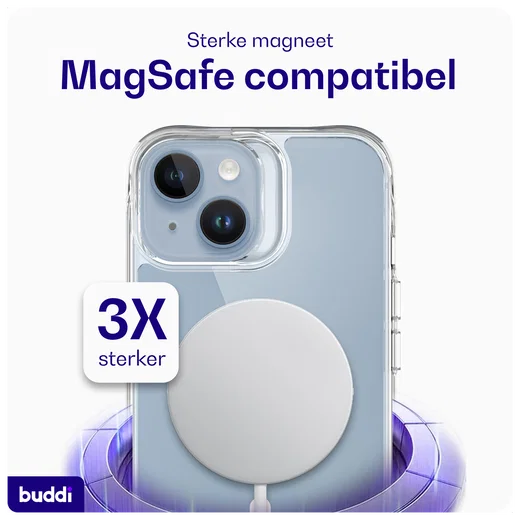 Buddi Core Apple iPhone 14 / 13 Hoesje MagSafe Back Cover Transparant afbeelding 4