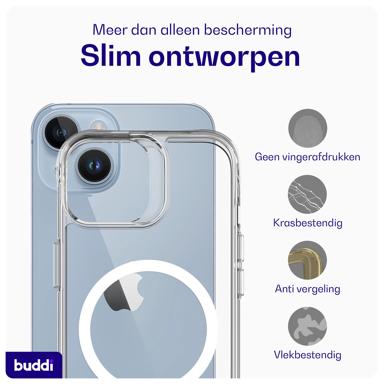 Buddi Core Apple iPhone 14 / 13 Hoesje MagSafe Back Cover Transparant afbeelding 5