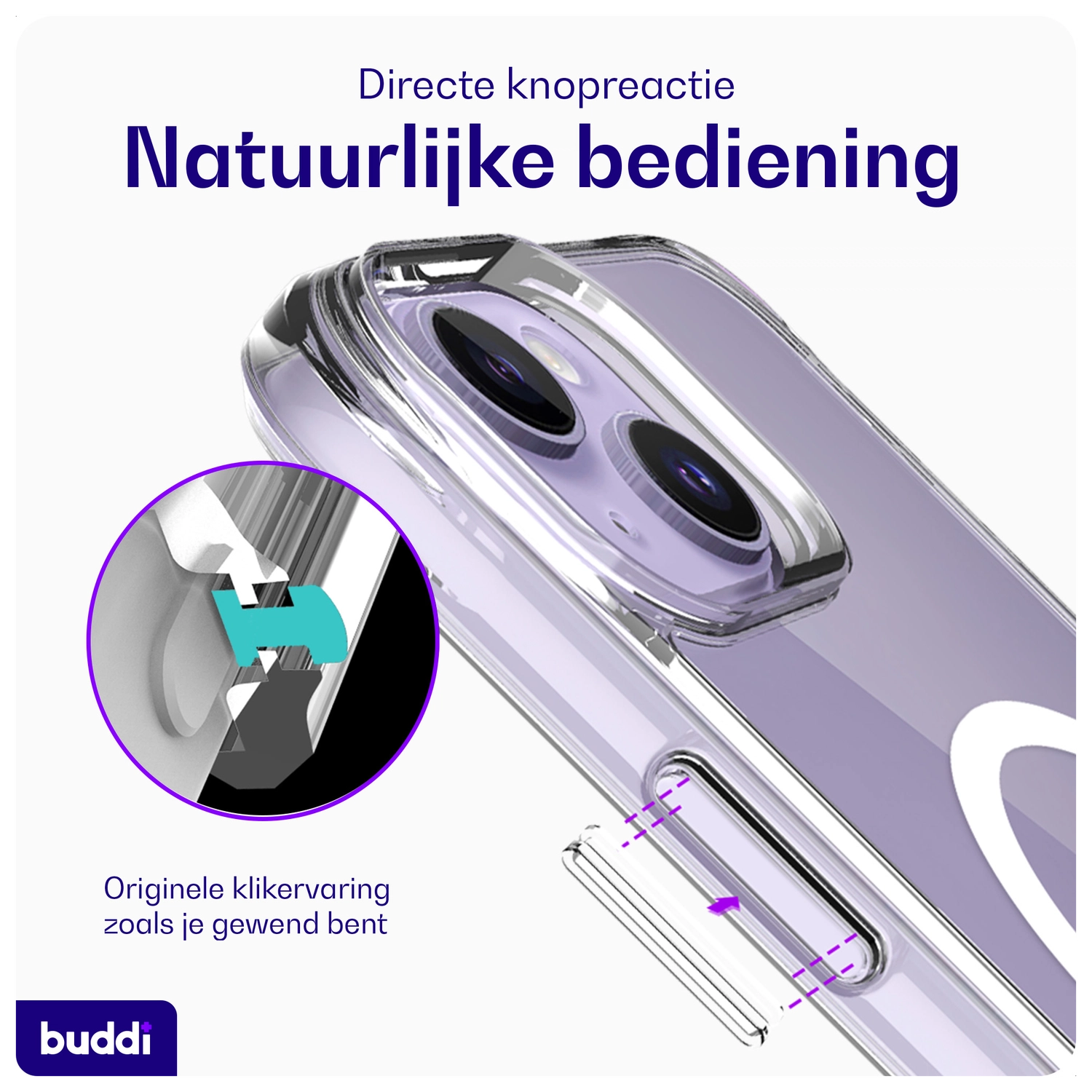 Buddi Core Apple iPhone 14 / 13 Hoesje MagSafe Back Cover Transparant afbeelding 6