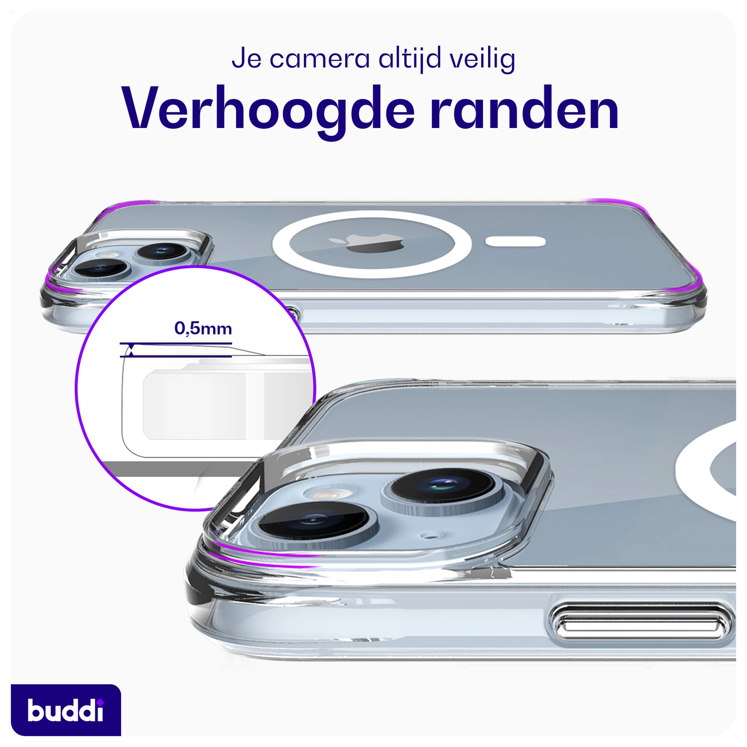 Buddi Core Apple iPhone 14 / 13 Hoesje MagSafe Back Cover Transparant afbeelding 7