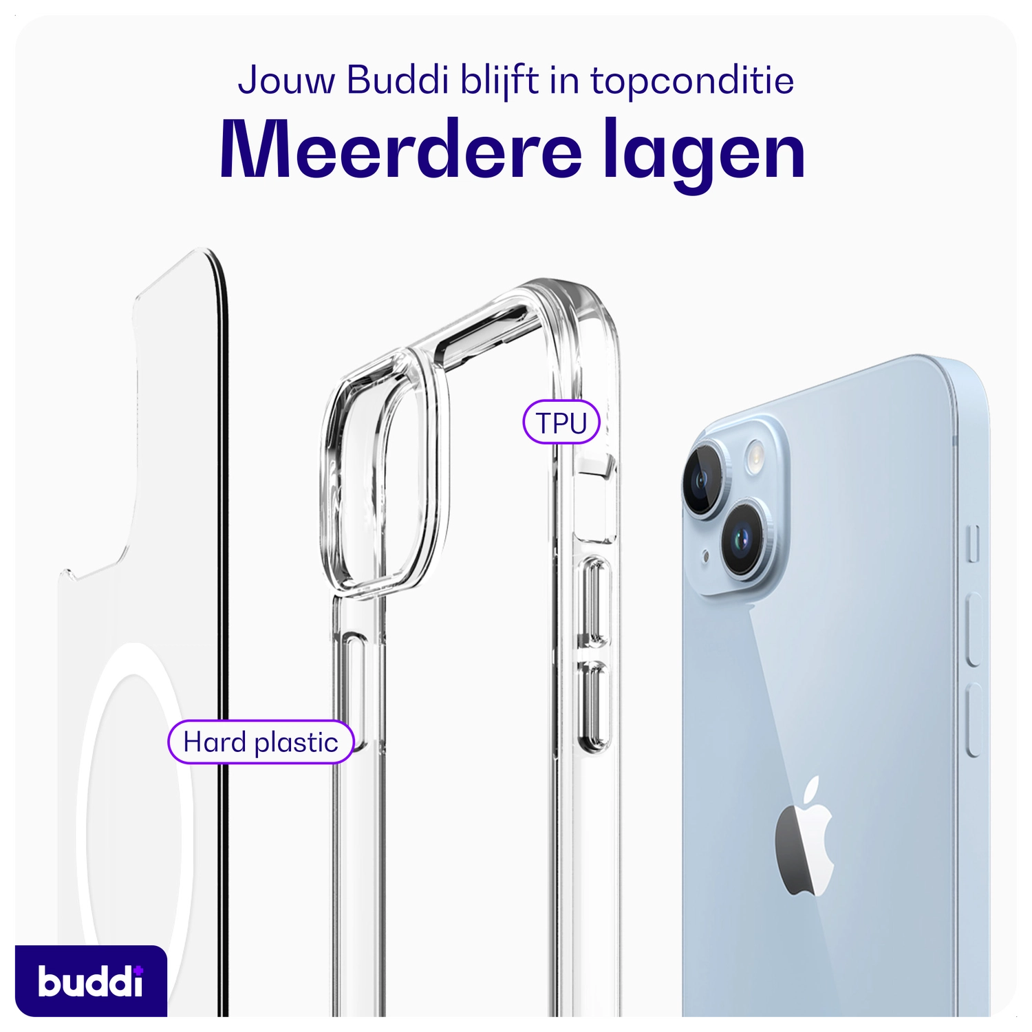 Buddi Core Apple iPhone 14 / 13 Hoesje MagSafe Back Cover Transparant afbeelding 8