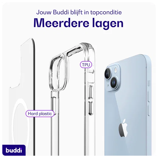 Buddi Core Apple iPhone 14 / 13 Hoesje MagSafe Back Cover Transparant afbeelding 8