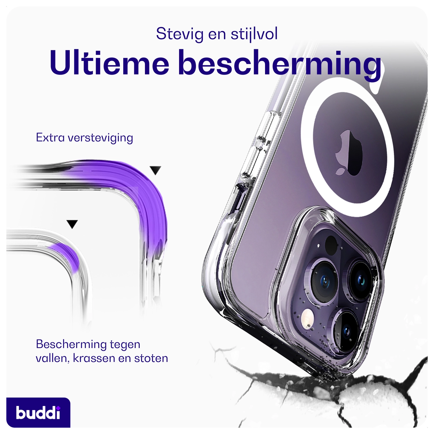 Buddi Core Apple iPhone 14 Pro Max Hoesje MagSafe Back Cover Transparant afbeelding 3