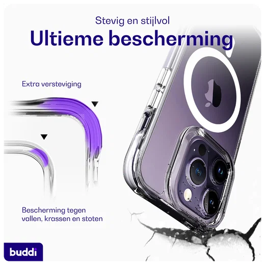 Buddi Core Apple iPhone 14 Pro Max Hoesje MagSafe Back Cover Transparant afbeelding 3