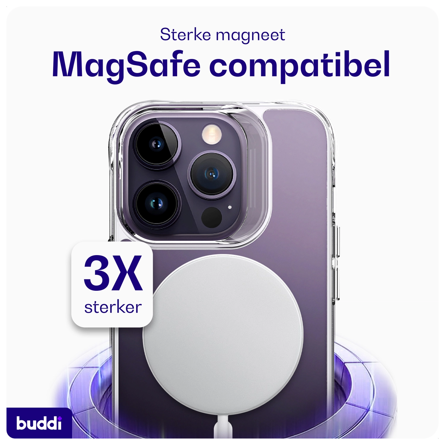 Buddi Core Apple iPhone 14 Pro Max Hoesje MagSafe Back Cover Transparant afbeelding 4