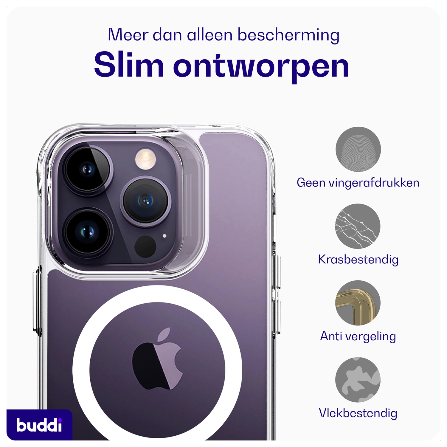 Buddi Core Apple iPhone 14 Pro Max Hoesje MagSafe Back Cover Transparant afbeelding 5