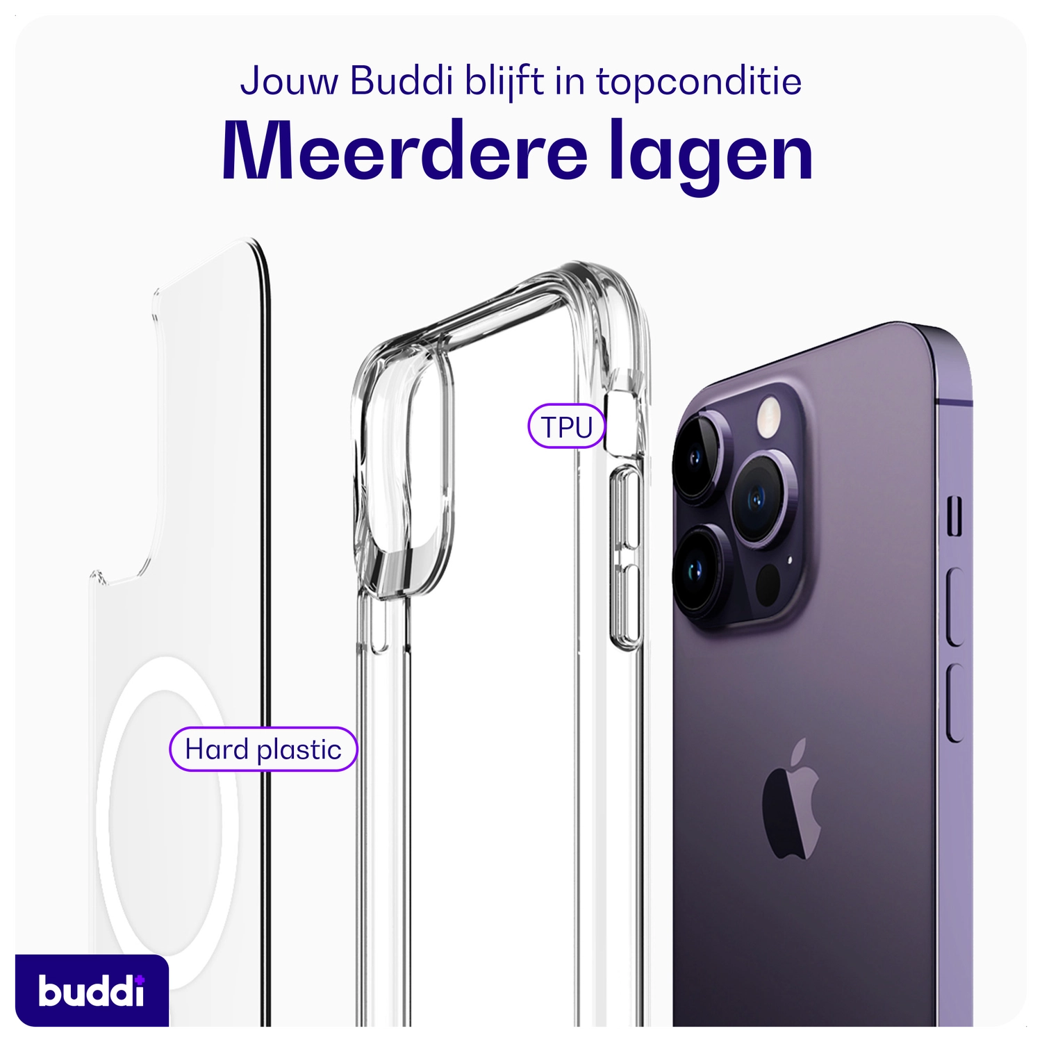 Buddi Core Apple iPhone 14 Pro Max Hoesje MagSafe Back Cover Transparant afbeelding 8