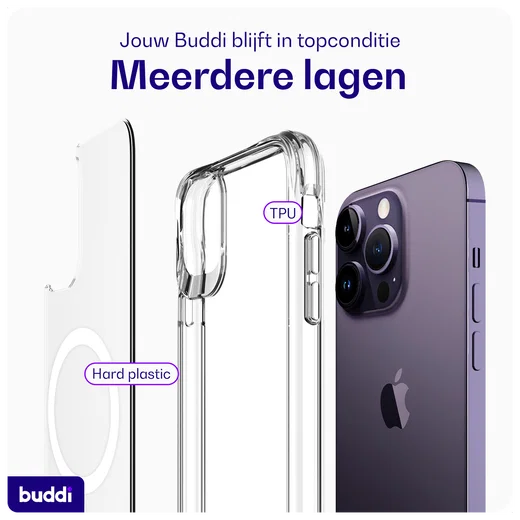 Buddi Core Apple iPhone 14 Pro Max Hoesje MagSafe Back Cover Transparant afbeelding 8