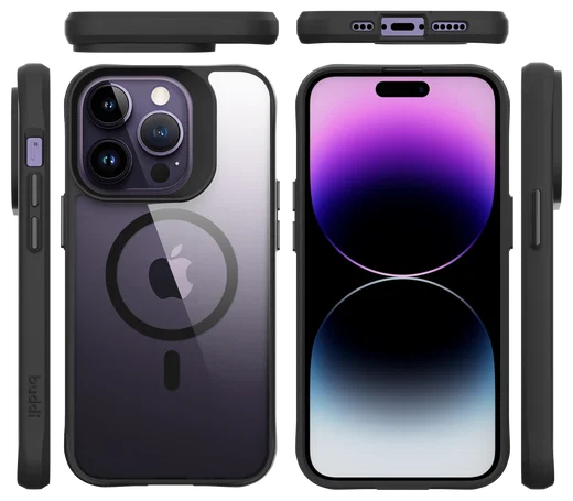 Buddi Hybrid Apple iPhone 14 Pro Max Hoesje MagSafe Back Cover Transparant Zwart afbeelding 10