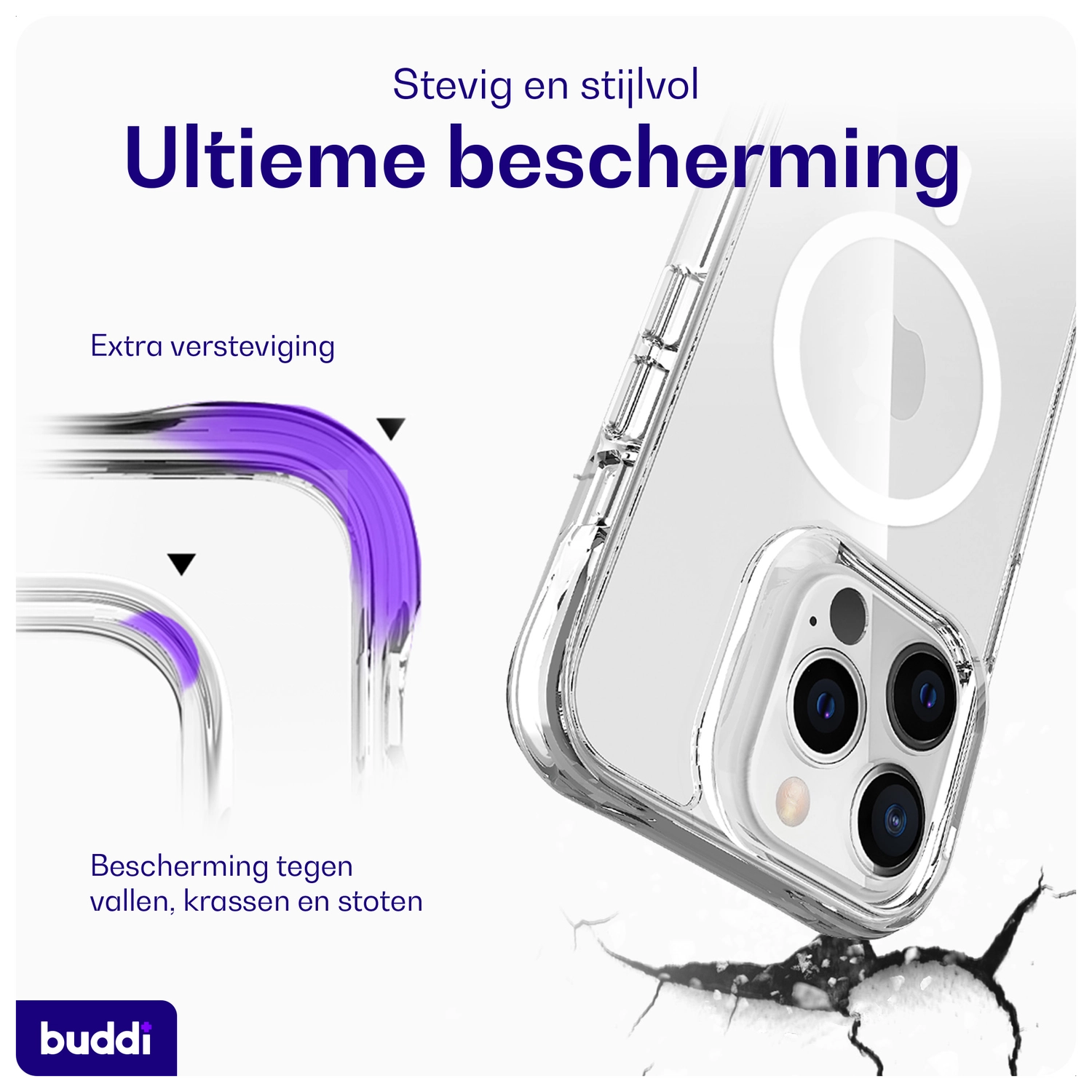 Buddi Core Apple iPhone 13 Pro Hoesje MagSafe Back Cover Transparant afbeelding 3