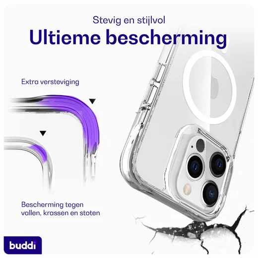 Buddi Core Apple iPhone 13 Pro Hoesje MagSafe Back Cover Transparant afbeelding 3