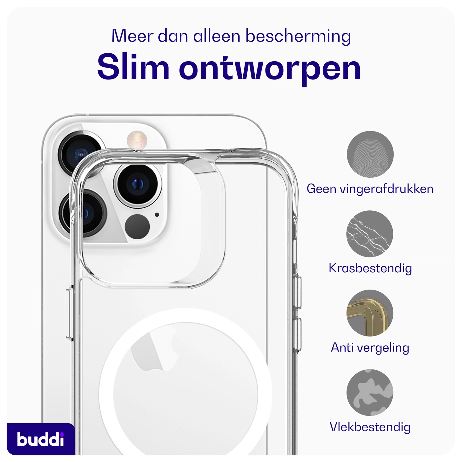 Buddi Core Apple iPhone 13 Pro Hoesje MagSafe Back Cover Transparant afbeelding 6