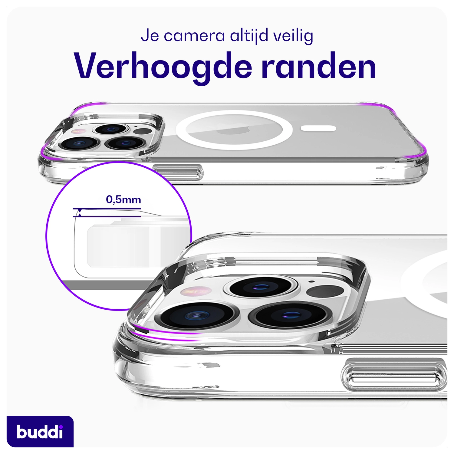 Buddi Core Apple iPhone 13 Pro Hoesje MagSafe Back Cover Transparant afbeelding 7