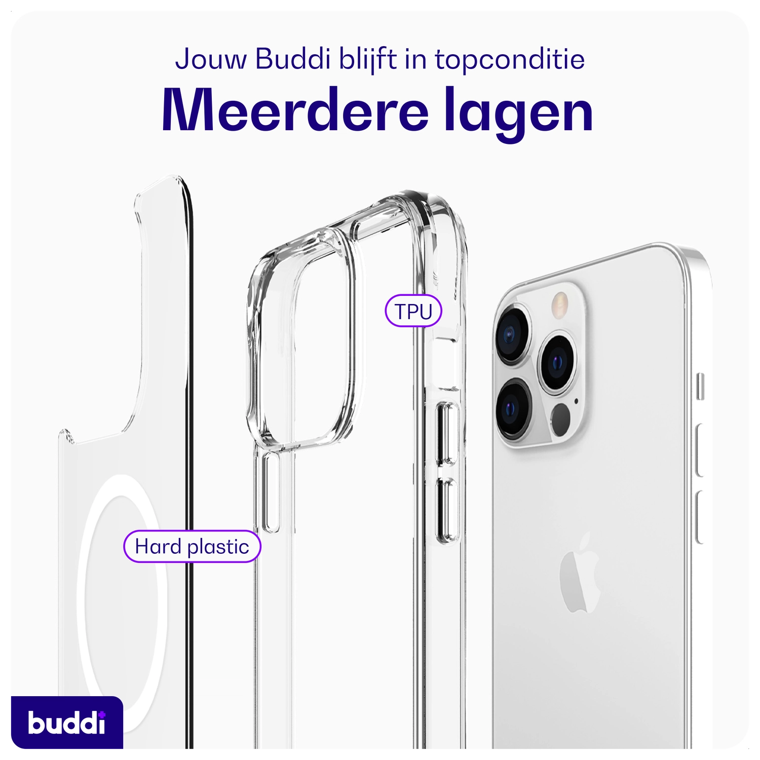 Buddi Core Apple iPhone 13 Pro Hoesje MagSafe Back Cover Transparant afbeelding 8