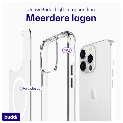 Buddi Core Apple iPhone 13 Pro Hoesje MagSafe Back Cover Transparant afbeelding 8