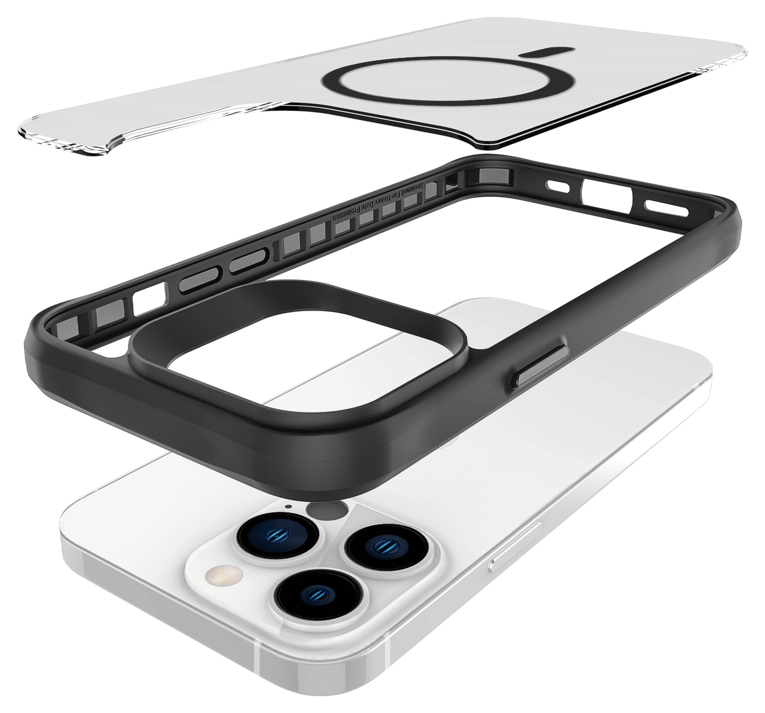 Buddi Hybrid Apple iPhone 13 Pro Hoesje MagSafe Back Cover Matte Zwart afbeelding 11