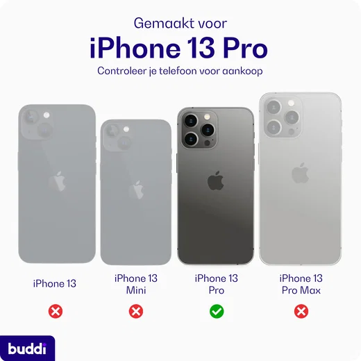 Buddi Hybrid Apple iPhone 13 Pro Hoesje MagSafe Back Cover Matte Zwart afbeelding 2