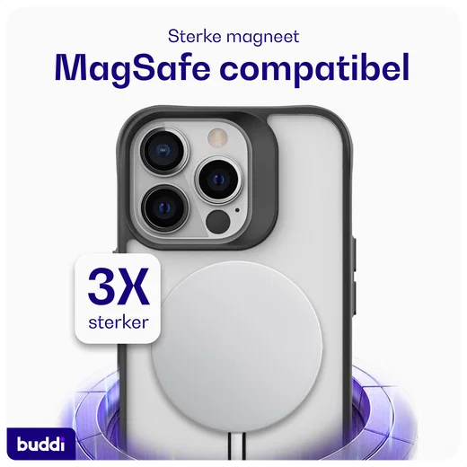 Buddi Hybrid Apple iPhone 13 Pro Hoesje MagSafe Back Cover Matte Zwart afbeelding 5