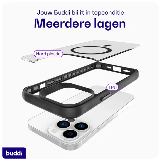 Buddi Hybrid Apple iPhone 13 Pro Hoesje MagSafe Back Cover Matte Zwart afbeelding 8