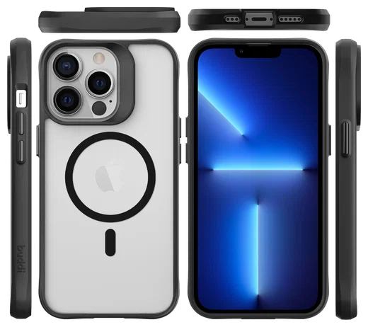 Buddi Hybrid Apple iPhone 13 Pro Hoesje MagSafe Back Cover Matte Zwart afbeelding 10
