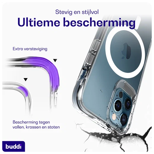 Buddi Core Apple iPhone 12 / 12 Pro Hoesje MagSafe Back Cover Transparant afbeelding 3
