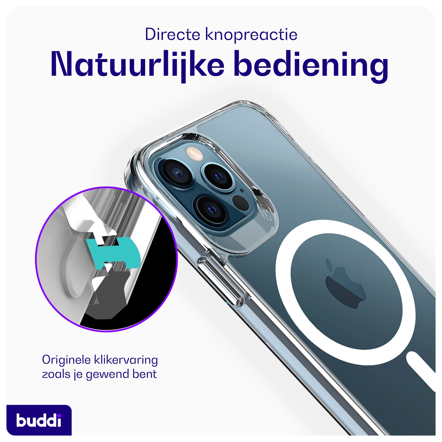 Buddi Core Apple iPhone 12 / 12 Pro Hoesje MagSafe Back Cover Transparant afbeelding 5