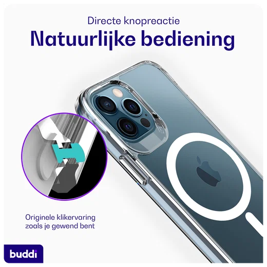 Buddi Core Apple iPhone 12 / 12 Pro Hoesje MagSafe Back Cover Transparant afbeelding 5