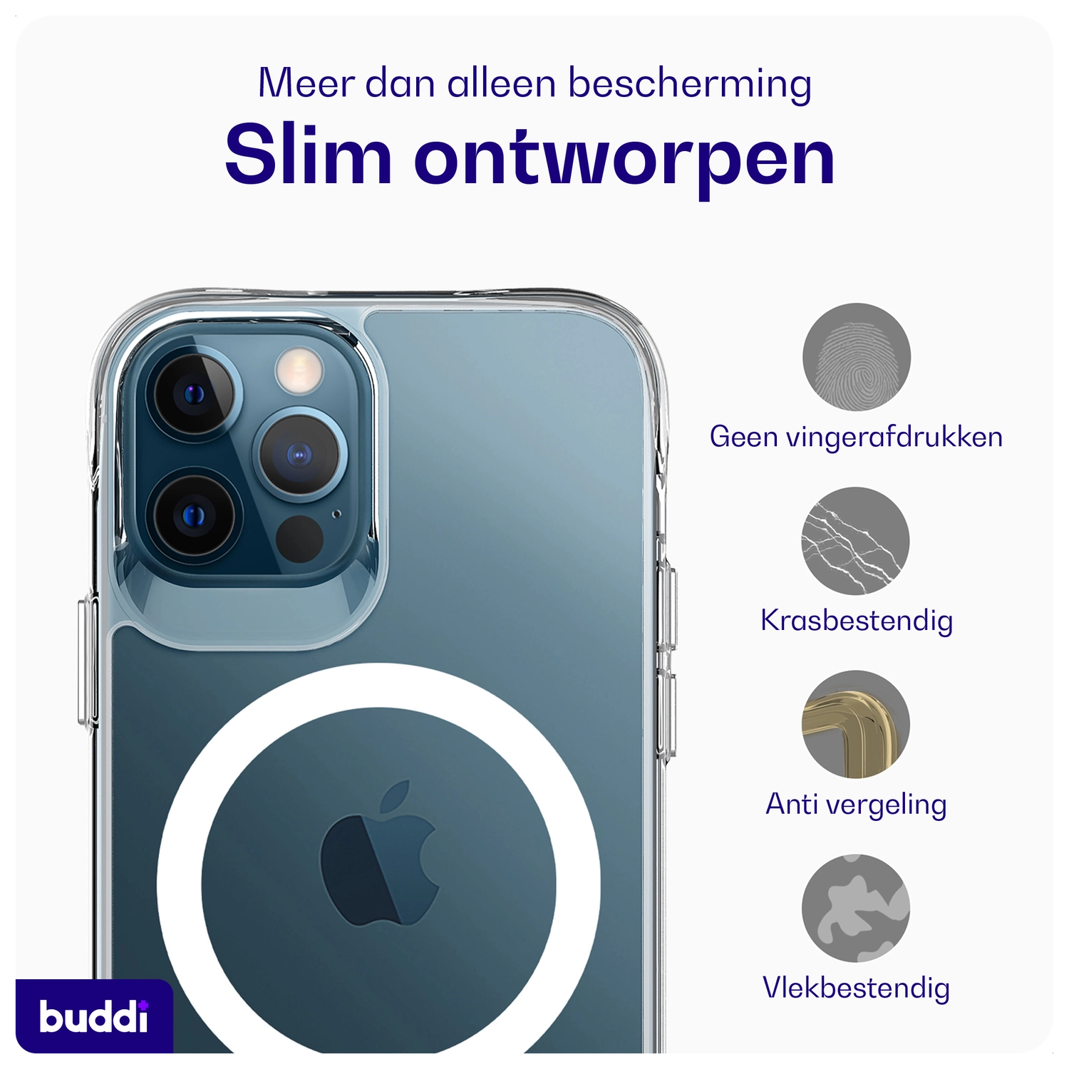 Buddi Core Apple iPhone 12 / 12 Pro Hoesje MagSafe Back Cover Transparant afbeelding 6