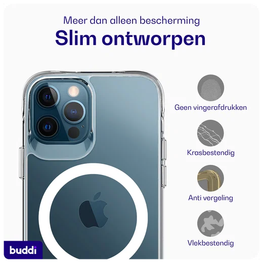 Buddi Core Apple iPhone 12 / 12 Pro Hoesje MagSafe Back Cover Transparant afbeelding 6
