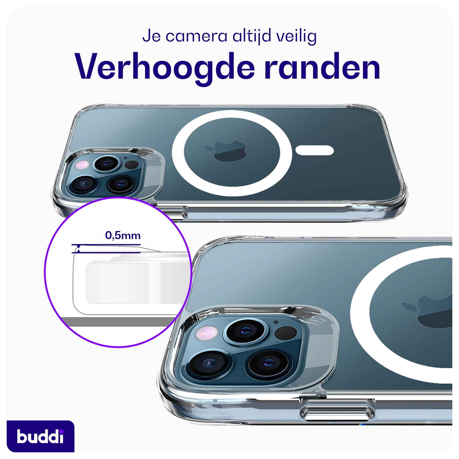 Buddi Core Apple iPhone 12 / 12 Pro Hoesje MagSafe Back Cover Transparant afbeelding 7