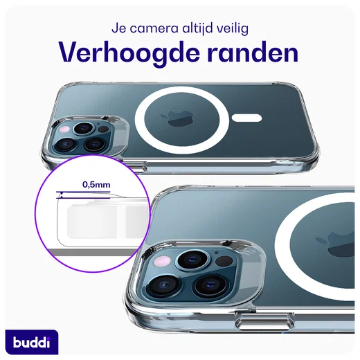 Buddi Core Apple iPhone 12 / 12 Pro Hoesje MagSafe Back Cover Transparant afbeelding 7