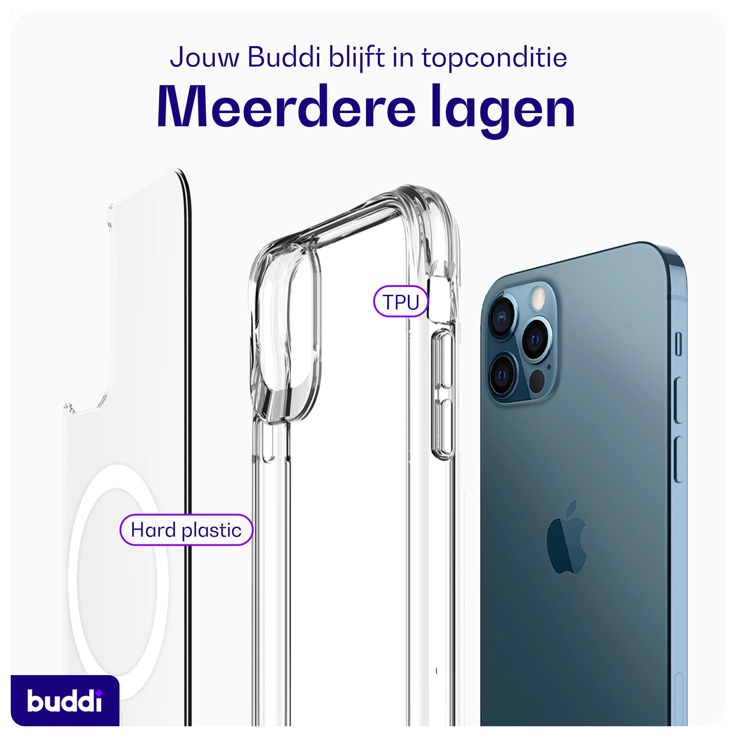 Buddi Core Apple iPhone 12 / 12 Pro Hoesje MagSafe Back Cover Transparant afbeelding 8