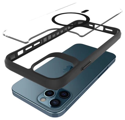 Buddi Hybrid Apple iPhone 12 / 12 Pro Hoesje MagSafe Transparant Zwart afbeelding 11
