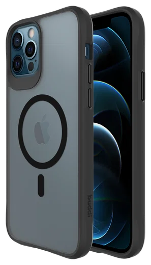 Buddi Hybrid Apple iPhone 12 / 12 Pro Hoesje MagSafe Back Cover Matte Zwart afbeelding 1