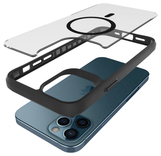 Buddi Hybrid Apple iPhone 12 / 12 Pro Hoesje MagSafe Back Cover Matte Zwart afbeelding 11