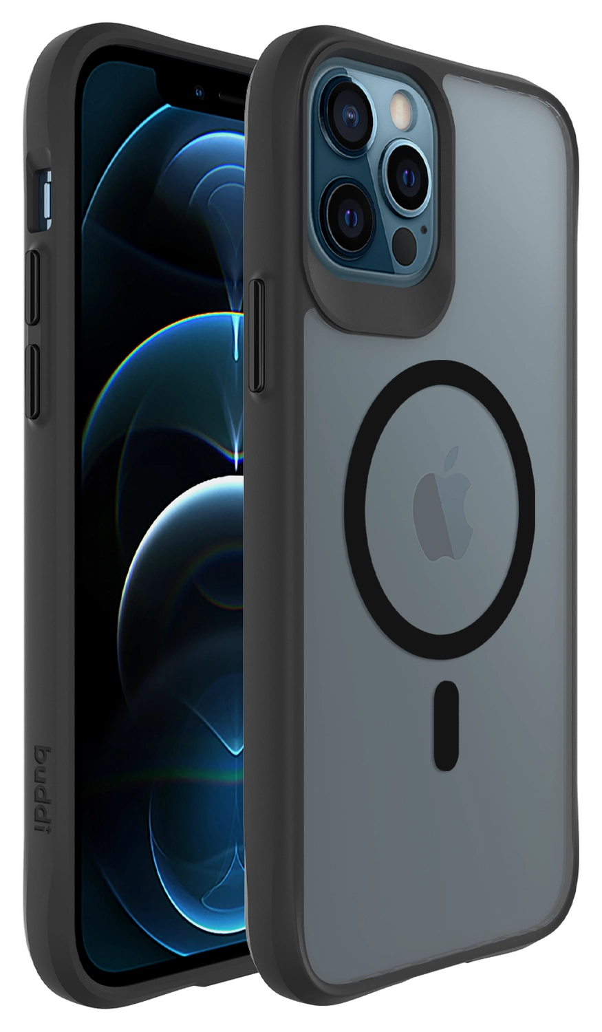 Buddi Hybrid Apple iPhone 12 / 12 Pro Hoesje MagSafe Back Cover Matte Zwart afbeelding 9