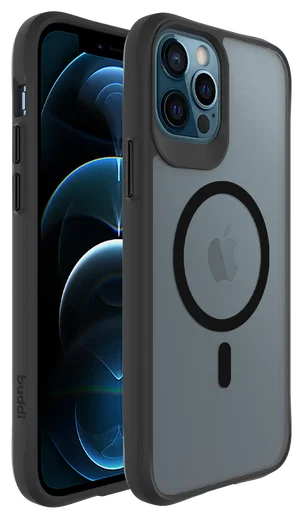 Buddi Hybrid Apple iPhone 12 / 12 Pro Hoesje MagSafe Back Cover Matte Zwart afbeelding 9