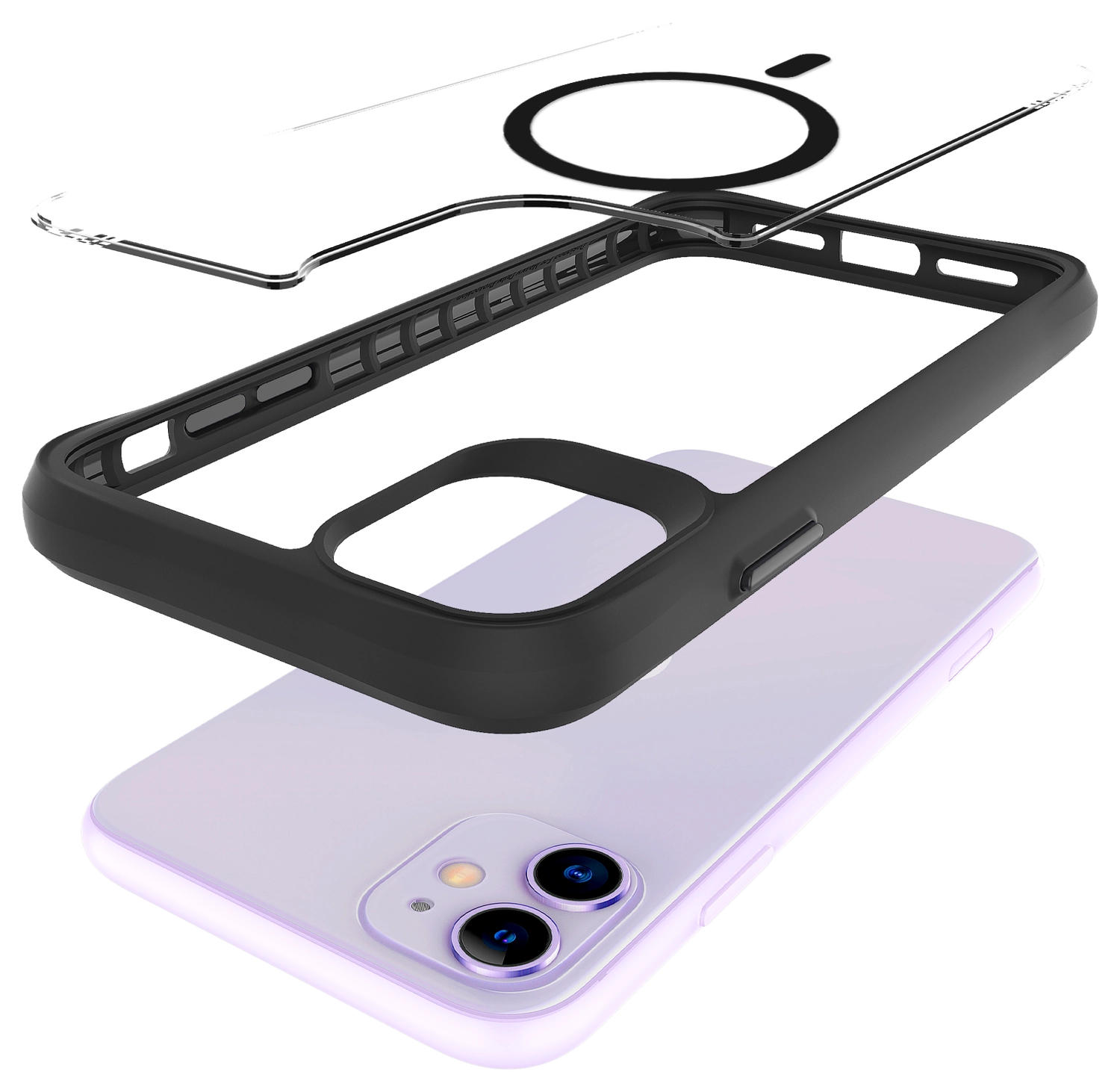 Buddi Hybrid Apple iPhone 11 Hoesje MagSafe Back Cover Transparant Zwart afbeelding 10