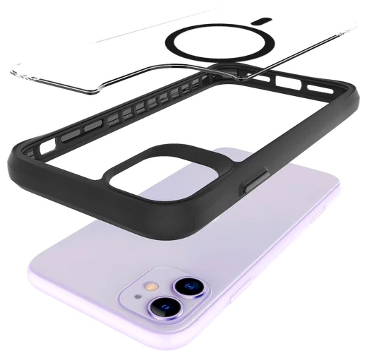 Buddi Hybrid Apple iPhone 11 Hoesje MagSafe Back Cover Transparant Zwart afbeelding 10