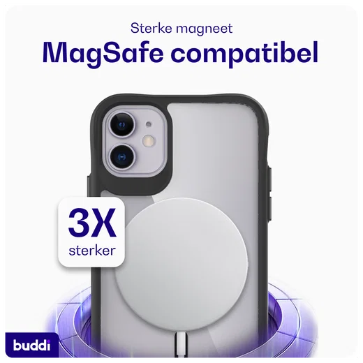 Buddi Hybrid Apple iPhone 11 Hoesje MagSafe Back Cover Transparant Zwart afbeelding 3