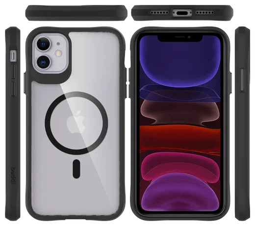 Buddi Hybrid Apple iPhone 11 Hoesje MagSafe Back Cover Transparant Zwart afbeelding 9