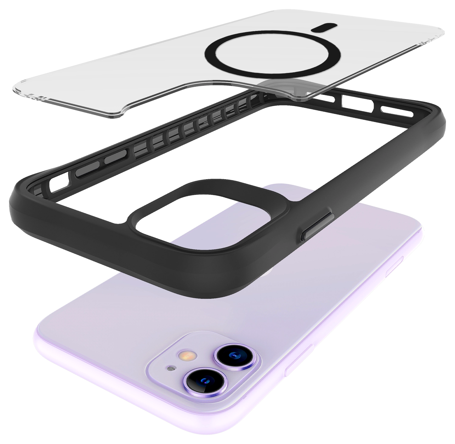 Buddi Hybrid Apple iPhone 11 Hoesje MagSafe Back Cover Matte Zwart afbeelding 10
