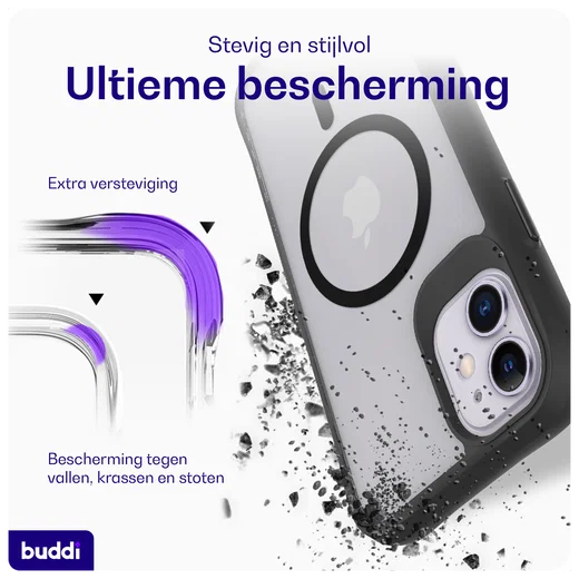 Buddi Hybrid Apple iPhone 11 Hoesje MagSafe Back Cover Matte Zwart afbeelding 2