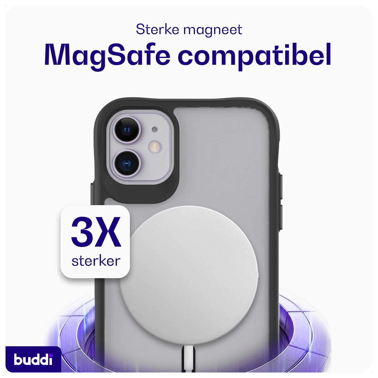 Buddi Hybrid Apple iPhone 11 Hoesje MagSafe Back Cover Matte Zwart afbeelding 3