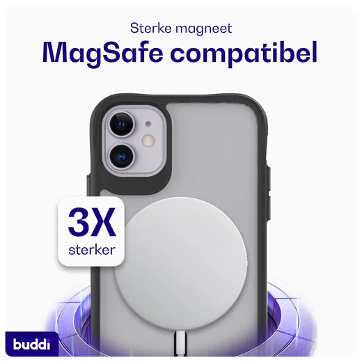 Buddi Hybrid Apple iPhone 11 Hoesje MagSafe Back Cover Matte Zwart afbeelding 3