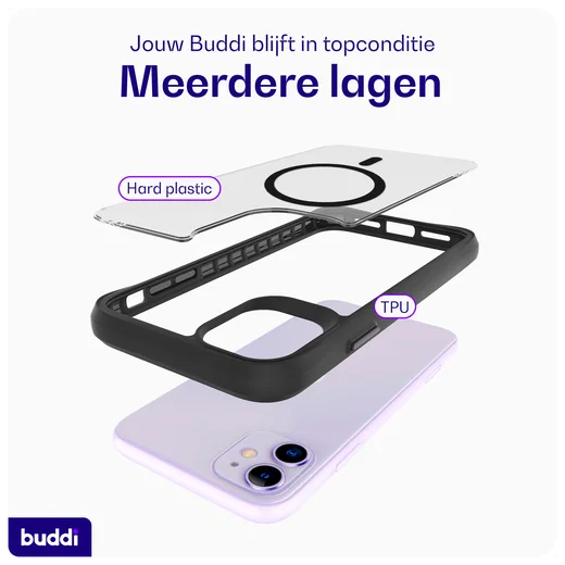 Buddi Hybrid Apple iPhone 11 Hoesje MagSafe Back Cover Matte Zwart afbeelding 7
