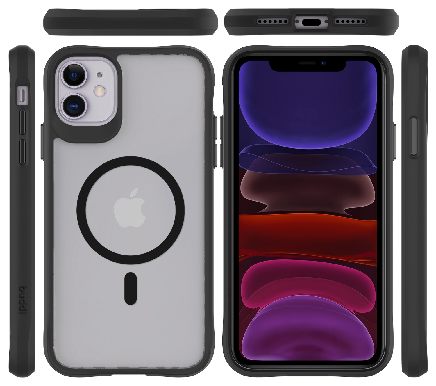 Buddi Hybrid Apple iPhone 11 Hoesje MagSafe Back Cover Matte Zwart afbeelding 9