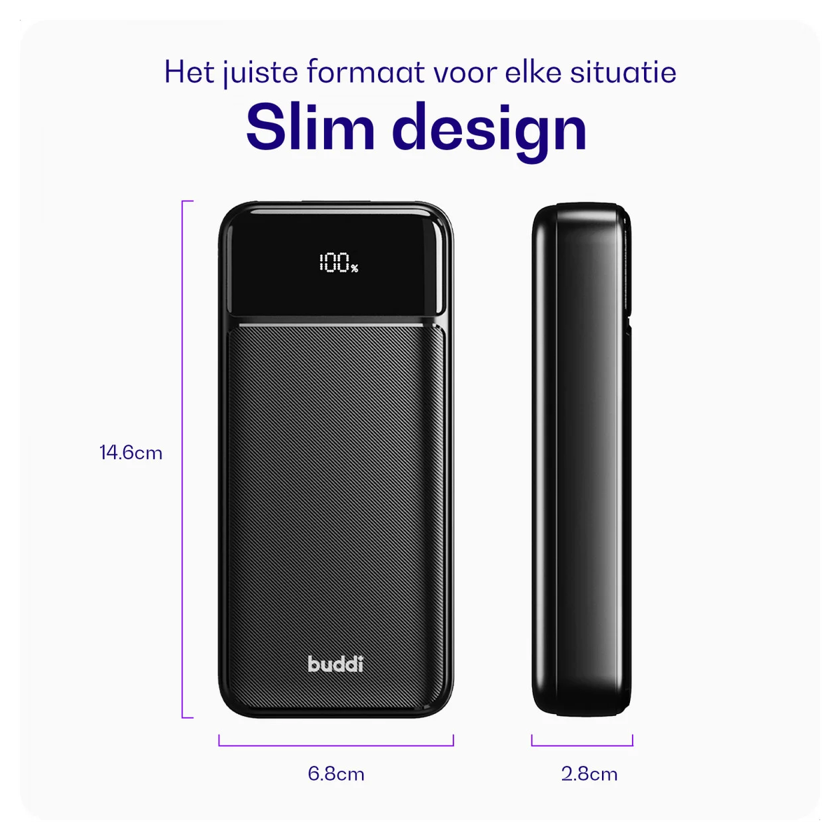 Buddi Boost 20.000 mAh Powerbank Met Display Duo Pack Zwart 22.5W afbeelding 9
